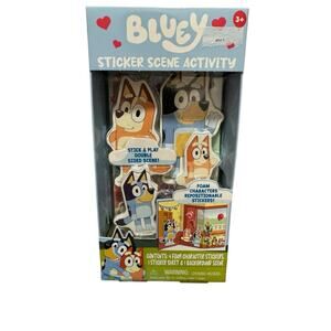 Bluey Sticker Scene Activity, 4 Foam Characters w/ Sticker Sheet & Background
